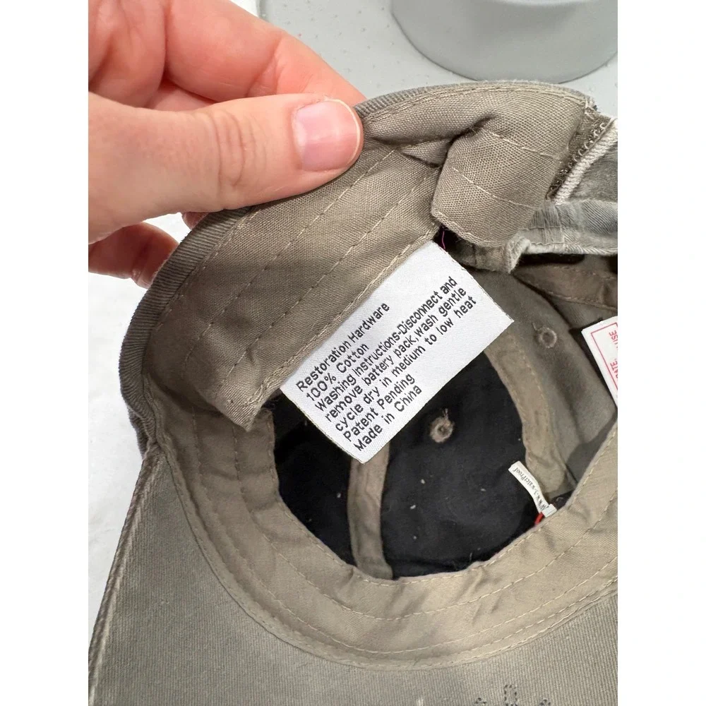 Restoration Hardware RH LED Baseball Cap Gray Washed Cotton Twill‎ Lighted Hat